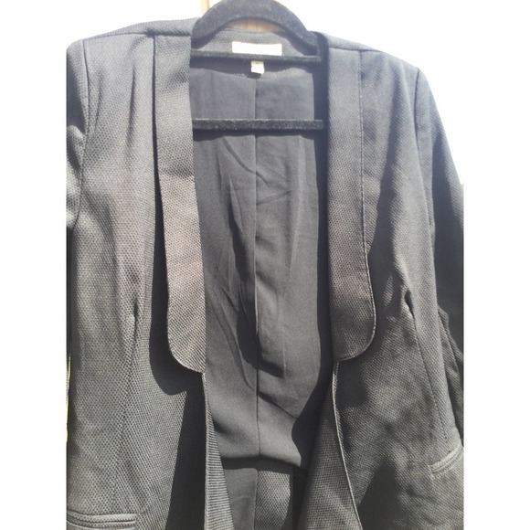 Umgee womens open knit blazer size small s black cotton collar 3 button jacquard - Picture 2 of 11